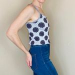 Aura Floral Grey & Purple Cropped Activewear Sporty Tank Top Photo 5