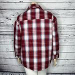 No Comment NWT Size XL Burgundy & Blue Plaid Flannel Shacket - Shirt Jacket Photo 3