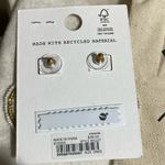 Madewell  Seed Bead Heart Statement Earrings Bright Gold With White Beads NWT Photo 3