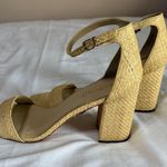 J. McLaughlin "Esme" Tan Raffia Block Heel Sandals Size 11 Classic Wedding Guest Photo 3