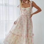 These Three Boutique tie strap pink floral midi dress Photo 0