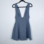 We Wore What NWT  Grey Blue Textured Knit V-Neck Mini Dress Size 6 Photo 6