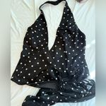 Princess Polly  Beffanie Halter Wrap Top Black Polka Dot Photo 2