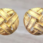 Vintage Clip On Earrings Stunning Gold Tone Statement Woven Design Stylish Photo 0