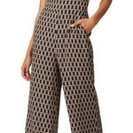 Louna Geometric Print Halterneck‎ Jumpsuit Size S Black Photo 0