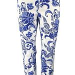 Chico's  So Slimming Girlfriend Crop Blue White Paisley Floral Denim Jeans Size 0 Photo 0