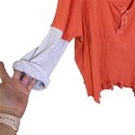 Free People Star Destructed Henley Top Size Small Coral Layered Oversized Photo 2