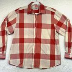Diane Von Furstenberg  Shirt Womens 14 Red Cream Plaid Button Down Long Sleeve Photo 0
