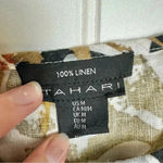 Tahari  Linen Botanical Short Sleeve Top Wide Leg Pant Set Top Med Pants XL C48 Photo 3