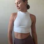 Alo Yoga Alo Goddess Ribbed Cropped Dynamite White Tank Top Photo 0