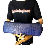Brahmin Embossed Cobalt Blue Crocodile Leather Shoulder Bag MINT RARE Photo 7