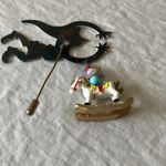 Rossy: Festive Christmas Holiday Elf & Rocking Horse Brooch Photo 6