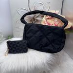 The Errands Grab & Go Quilted Nylon Handbag w/ card zipper wallet Black Photo 4