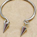 Silver Tone Open Cuff Spike Charm Bangle Photo 0