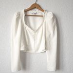 Topshop Gingham Plaid Puff Sleeve Crop Top Blouse Size 2 Photo 2