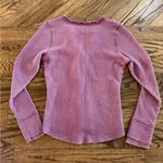 Dear John  Plum Berry Waffle Knit Cotton Blend Raw Hem Henley Long Sleeve S Photo 3