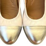 Clarks EUC Leather Hidden Low Wedge Flats White Silver Size 7 Photo 3