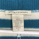 WHITE + WARREN 100% Cashmere Striped Open Front Sweater Cardigan Womens Small Blue Photo 3