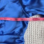 Flynn Skye  small blue satin puff sleeve button down ruched bodice vneck sexy top Photo 9