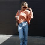 VICI Peach Crewneck Sweatshirt Relaxed Fit Cropped Casual Everyday Photo 3