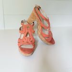 Adrienne Vittadini orange leather wedge size 9 Platform Cork Wedge Sandal Photo 7