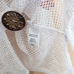 Nina Leonard  Women Crochet Knit Open Front Cardigan Size M White Boho Cottage Photo 4