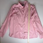 Lands' End  No Iron Supima Pink Stripe Polka Dot Button Down Shirt Size 14 Preppy Photo 7