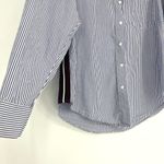 Forever 21 Blue and White Striped Button Down with Burgundy Racing Stripes M Photo 3