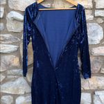 Navy Blue Velour/Velvet Dress long sleeve size large Photo 3