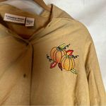 Country Store 100% Cotton Tan Pumpkin Embroidered Long Sleeve Button Down Medium Photo 3