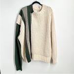 Sacai 100% Wool Stripe Cableknit Zipper Sweater Cream Green Gray NEW XXL Photo 10