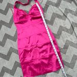 B Darlin Vintage B. Darlin Hot Pink Satin Bodycon Halter Mini Dress 5/6 Photo 4