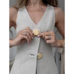 Commense Elegant Old Money Minimalist Gold Button Vest Pants Set Gray M Size M Photo 7