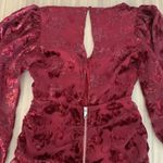 For Love & Lemons Penelope Mini Dress Long Sleeve Deep V Size Small Wine Red Photo 11