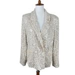MABLE Sparkly Embellished Pearl Sequin Double Breasted Blazer Jacket Size M White Size M Photo 1