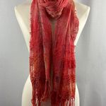 Women’s Orange, Pink, & Salmon Knit & Mesh Scarf Pink Photo 4