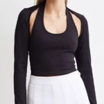 H&M NWOT  bolero rib knit beige shoulder sleeve top xs Photo 2