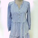 J. Crew Striped mini blue and white l dress with ruffle trim size 8 Photo 1