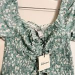 Revamped  Gathered Green Floral Cropped Blouse Photo 1