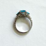 Judith Ripka Blue Topaz 3 Stones CZ Sterling Silver Ring Size 10 Photo 5