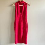 ASOS  Choker Bandage Plunge Midi Dress Red Womens‎ Size 2 Cutout Front Sleeveless Photo 2