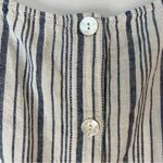 Max Studio White Blue Vertical Striped Linen Sleeveless Tank Top Shirt Button L Photo 6