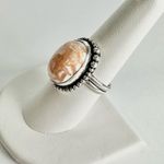 CORAL Pink Scolecite Genuine Stone 925 Sterling Silver Ring White Size 8 Photo 1