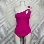 Trina Turk  Getaway Solid One Piece One Shoulder Swimsuit Berry Pink Size‎ US 2 Photo 1