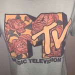 MTV music television green floral short sleeve shirt Photo 1