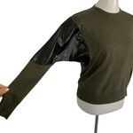 YAL New York Sweater Small Green Faux Leather Pullover Edgy Streetwear Photo 1