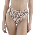 We Wore What  Womens Tan‎ Animal Print Belted Swim Bottom L Photo 0