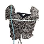 Bar III  animal print metallic striped ruched crop top Medium Photo 5