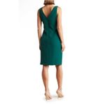 Marina Boat Neck Ruffled Sheath Dress Emerald‎ Green Size 16 Cocktail Photo 1