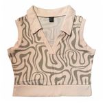 SheIn Green Print Collared V-Neck Tank Crop Top Photo 2